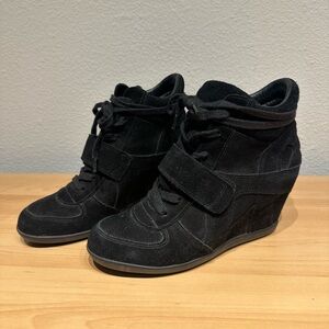 Black Suede Women's Wedge Sneakers